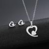 Conjunto de Colar e Brincos de Aço Inoxidável Atacado Moda Sul-Americana Transfronteiriça Geométrico Simples Amor Brilhante Conjunto de Duas Peças para Mulheres