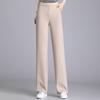 Calça reta de cintura alta elástica, nova, de alta qualidade, para primavera e verão, calça para mães plus size, calça de temperamento feminino