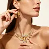 Bestseller de joyería transfronteriza en Amazon: conjunto grande de collar y pendientes de piedras preciosas, estilo exagerado europeo y americano, moderno y brillante