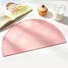 Juego de manteles individuales, posavasos y posavasos para platos y tazones, engrosado, transfronterizo, impermeable y antideslizante, mantel de mesa de color sólido para niños, mantel con aislamiento térmico estilo occidental, mantel individual de silicona semicircular