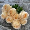 Novo Arranjo de Flores de Casamento Simulado Flor Falsa Flor de Fundo para Palco de Auditório Estrada Chão com 9 Cabeças de Rosa Redonda Fantasia Flores de Seda em Casa