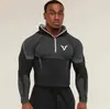 Ropa Deportiva para Hombre con Media Cremallera, Capucha, Ajustada, Dos Tonos, Bloques de Color, Transpirable, Secado Rápido, Corte Delgado, Elástica, para Entrenamiento Físico