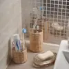 Florero de Vidrio Tejido con Hierba Natural Transfronterizo, Vaso de Vidrio Tejido a Mano para Oficina, Juego de Tres Piezas de Bambú para Baño de Hotel