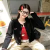 Cardigan de Tricô Amarelo Bordado Outono Primavera 2026 Feminino Estilo Coreano Design de Moda Suéter Peça Externa Top Tamanho Único