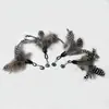Venta al por mayor del fabricante, Palo para Jugar con Gato de Pluma de Perla Natural, Cabeza de Repuesto, Accesorios Realistas de Lunares Hechos a Mano para Jugar con Gatos, Reemplazable
