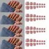96 piezas de puntas para uñas de los pies estilo francés, cortas, con borde blanco, moda europea y americana, efecto blanqueador, rosa nude, puntas de uñas artificiales prefabricadas