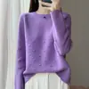 Nuevo Top de Punto Holgado y Grueso con Cuello Redondo y Lunares Estilo Occidental para Mujer, Otoño e Invierno 2025