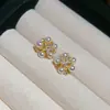 Pendientes de Flor de Zircón y Perla de Aguja Plateada, Moda Elegante de Nicho, Pendientes Simples y Versátiles, Pendientes de Lujo Ligero y de Gama Alta para Mujer