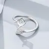 Anel liso em prata de lei maciça S925 6,2mm para DIY, popular no TikTok, anel de cauda de sereia do oceano com diamante