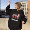 Ropa Nueva Transfronteriza para Mujer 2021 Navidad Tres Copas de Vino Estampado Hombro Caído Cuello Redondo Sudadera Pulóver de Felpa