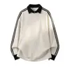 Han Lu Moletom Gola Alta Estilo Americano Masculino Outono Silhueta Solta Top Bainha Ajustável Pulôver Casual