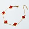 Pulsera de Trébol de Cuatro Hojas Colorida de Nácar de Venta Caliente Transfronteriza, Pulsera de Lujo Ligero para Mujer, Joyería de Acero de Titanio de Oro de 18 Quilates de Gama Alta de Nicho al por Mayor