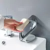 Suporte de Sabonete Criativo em Forma de Folha Banheiro Sem Furos Dupla Camada Caixa de Sabonete Prateleira Banheiro Drenagem Suporte para Sabonete de Lavanderia Prateleira de Armazenamento