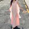 Foto Real da Moda de Verão 2026 Novo Estilo: Traje Brilhante e Estiloso para Estudantes de Arte, Vestido Camisola Transparente, Vestido Longo Feminino