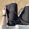 Pantalones Cortos Deportivos de Punto Negros para Hombre Verano Nuevo Pantalones con Colgante de Peso Pesado Marca de Moda Americana Pantalones Casuales Sueltos