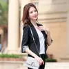 Jaqueta de Linho para Terno Pequeno Feminino Novo Estilo Coreano Manga Três Quartos Curta Fina Caimento Profissional Elegante da Moda Terno