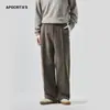 Roupas Masculinas Apo Negócios Transfronteiriços Casual Inverno Masculino Espesso Solto Reta Caimento Resistente a Amassados Calças de Lã