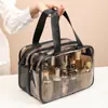 Bolsa de Cosméticos Pvc Dupla Camada Espessada Transparente Separação Úmido e Seco Bolsa de Natação Impermeável Bolsa de Fitness Grande Capacidade Necessaire