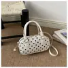 Bolsa de Mão Exquisita com Bolinhas de Alta Qualidade 2026, Bolsa Estilo Bowling da Moda para Nicho, Bolsa de Ombro e Transversal Sofisticada para o Dia a Dia