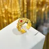 Moda Nacional corte fabricación Du Bing personaje tigre anillo antiguo chapado oro 24k punto diamante Rubí anillo abierto mayoreo