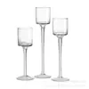 Portavelas transparente alto estilo europeo para cena a la luz de las velas, vaso para vela perfumada, decoración de escritorio para el hogar, disponible para venta al por mayor