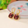 One Deer Silver S925 Sterling Silver banhado a ouro Blood Pepper Retro Simple Temperament Square Brincos Fashion All-match Geometric Silver Brincos