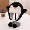 Gorro de invierno para niños, nuevo y cálido gorro Lei Feng, grueso, resistente al viento y esponjoso, con diseño de pingüino de dibujos animados coreanos y protección para las orejas.