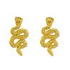 Pendientes de acero de titanio con forma de serpiente de estilo frío con personalidad transfronteriza europea y americana. Pendientes de acero inoxidable chapados en oro con incrustaciones de diamantes en forma de serpiente al por mayor.