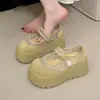 Zapatos Mary Jane de malla transpirable con plataforma de suela gruesa estilo francés para mujer, nuevo modelo de verano 2026, zapatos individuales tipo Birkenstock que aumentan la altura para personas petite