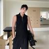 Chaleco de Fondo de Gama Alta Nicho Cuello Medio Alto Chaleco con Cremallera Diseño para Hombre Hombrera Camiseta sin Mangas Top Moderno