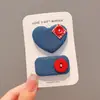 Pinza para el pelo azul denim con forma de corazón para niños, accesorio para el pelo, pinza con borde de estrella para niña, nuevo estilo 2025, pinza para el pelo bb para el pelo de bebé de niñas