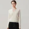 26 Nova coleção Outono/Inverno: camada base feminina lisa 35% cashmere, suéter de malha versátil, pulôver estiloso
