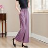 Calça Wide Leg de Algodão Tencel para Mulheres, Novo Estilo Elegante para Mães, Calça Casual de Nove Pontos, Roupa Externa Solta, Calça Reta Fina