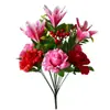 Flores Artificiales al por Mayor de Fábrica, Flores Falsas, Decoración de Restaurante, Accesorios para Fotografía, Suministros para Decoración de Fiestas, Ramo de Rosas Salsa de 12 Cabezas