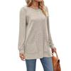 Comércio exterior transfronteiriço europeu e americano 2023 Amazon outono e inverno Novo Top de Bolso camiseta feminina casual folgada de manga bufante