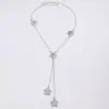 Collar de Metal con Flor en Forma de Y Transfronterizo Europeo y Americano, Collar Largo de Flor con Colgante de Lujo Ligero, Accesorio Versátil Estilo Vacaciones