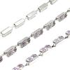 Corrente de zircônia retangular fina vertical banhada a prata com garras atacado - Corrente de diamante branco com base de cobre atacado de fábrica de zircônia grau AAA
