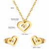 Conjunto de Colar e Brincos de Amor Europeu e Americano Transfronteiriço Moda Celebridade da Internet Doce Colar Corte Conjunto de Joias de Aço Inoxidável para Mulheres