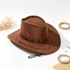 Chapéu de Cowboy Ocidental Retrô para Mulheres, Primavera/Verão, Costura Única, Chapéu de Sol de Aba Larga para Homens, Chapéu para Caminhada e Montanhismo ao Ar Livre