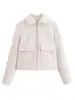 Comercio Exterior Transfronterizo Spot 2025 Estilo Europeo y Americano Chaqueta de Lana Nueva para Mujer Bolsillo con Solapa Chaqueta Superior