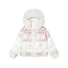 Chaqueta de Algodón con Capucha y Cuello de Piel de Conejo Estilo Retro Fair Isle con Copos de Nieve para Mujer 2025 Otoño e Invierno Nueva Chaqueta de Algodón Cálida