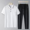 Diyu Shenlong Verano Ropa de Dos Piezas Deportiva Casual de Seda Helada para Hombre de Mediana Edad y Ancianos Camisa Polo de Manga Corta Pantalones