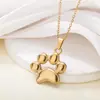 Collar Colgante Tohm Estilo Ins Transfronterizo Europeo y Americano con Huella de Pata de Animal para Mujer Accesorio Versátil de Moda en Acero Inoxidable Cadena para Clavícula