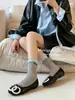 Sapatos de salto baixo estilo Chanel, estilo delicado, laço, novo estilo 2026, boca rasa, bico redondo, sapatilhas de fada, sapatos de vovó 966-15