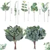 Amazon Transfronterizo Flor Artificial Hojas de Eucalipto Artificiales Tallos Ramas Cortas de Dólar Plateado Hojas Decorativas Planta Verde Hojas de Plástico