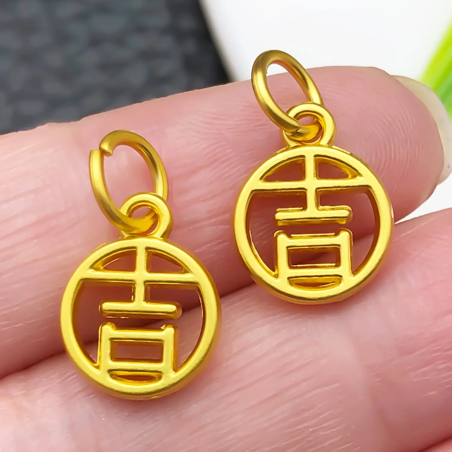 22489-ZH-黄色古法金哑金圆形吉字16x10mm-0.