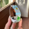 Correa Ancha de Cuero Floral Multicolor Retro Adecuada para Apple Watch iWatch 12ª Generación 11/10
