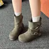 Otoño 2026 Nuevas Botas Cortas de Trabajo para Mujer Estilo Retro Hebilla Piel Suave Mate Punta Gruesa Botas Tipo Martin Suela Plana Sin Cordones