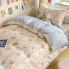 Juego de cama de tres piezas para dormitorio de estudiante universitario, estilo sábana bajera, 100% algodón puro, funda nórdica, sábana, ropa de cama, juego de seis piezas para colchón