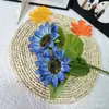 Girassol Europeu de Imitação com 2 Cabeças Decoração para Casa Hotel Sala de Estar Girassol Sardin Flor Artificial Atacado